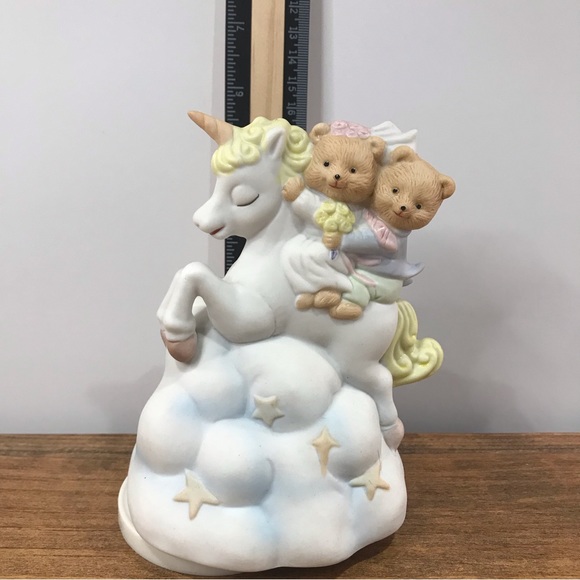 4/$20 Vintage 80’s Unicorn With Teddy Bears On Cloud Nursery Music Box - Picture 5 of 12